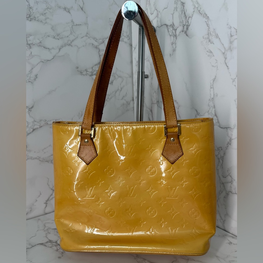 Louis Vuitton Yellow Patent Leather Tote Bag